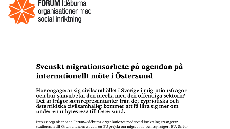 Svenskt migrationsarbete på agendan på internationellt möte i Östersund