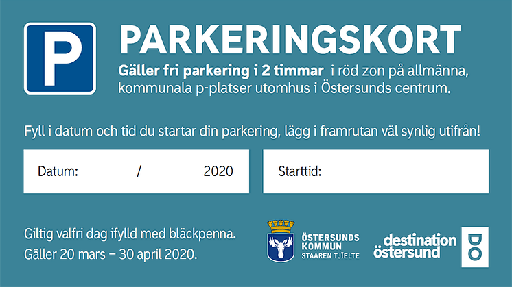​Två timmars fri parkering i Östersund