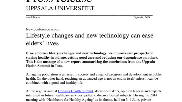New report: Lifestyle changes and new technology can ease elders’ lives