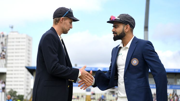 England captain Joe Root (L) and India captain Virat Kohli.