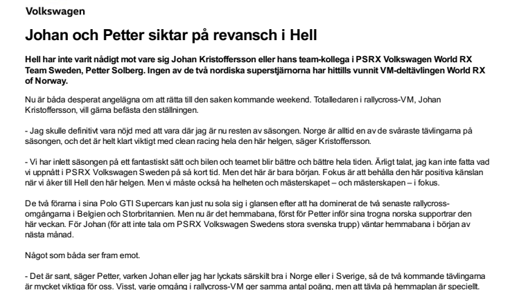 Johan och Petter siktar på revansch i Hell