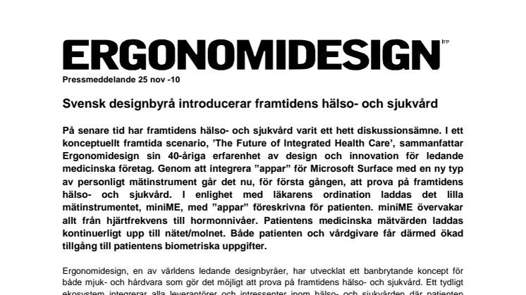 Svensk designbyrå introducerar framtidens hälso- och sjukvård 