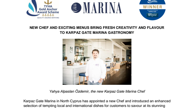 New Chef and Exciting Menus Bring Fresh Creativity and Flavour to Karpaz Gate Marina Gastronomy