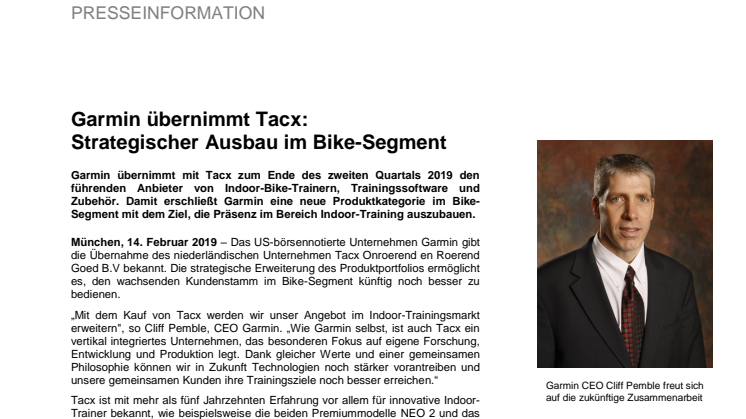 Garmin übernimmt Tacx:  Strategischer Ausbau im Bike-Segment 