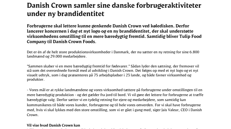 Danish Crown samler sine danske forbrugeraktiviteter under ny brandidentitet 
