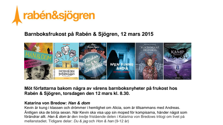 Rabén & Sjögren bjuder på barnboksfrukost den 12 mars 