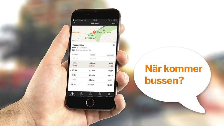 Nu kan resenärerna se när bussen beräknas komma till hållplatsen. 