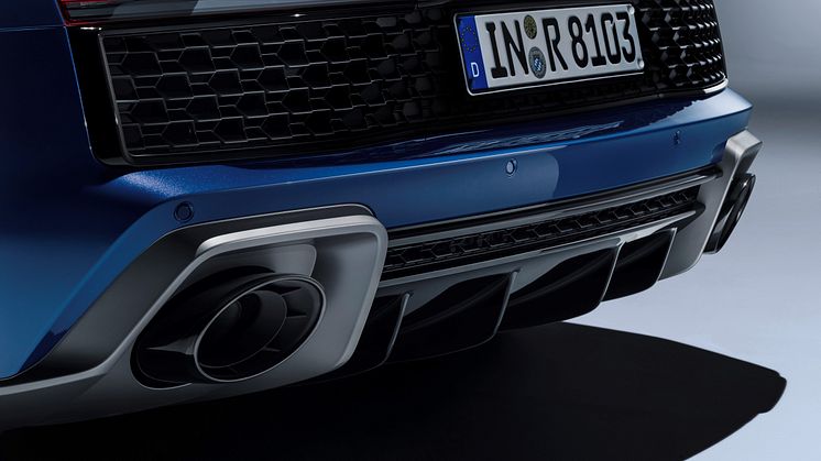 Audi R8 Coupé (Ascari Blue metallic) close-up bagfra statisk billede fra studie