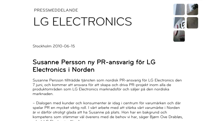 Susanne Persson ny PR-ansvarig för LG Electronics i Norden