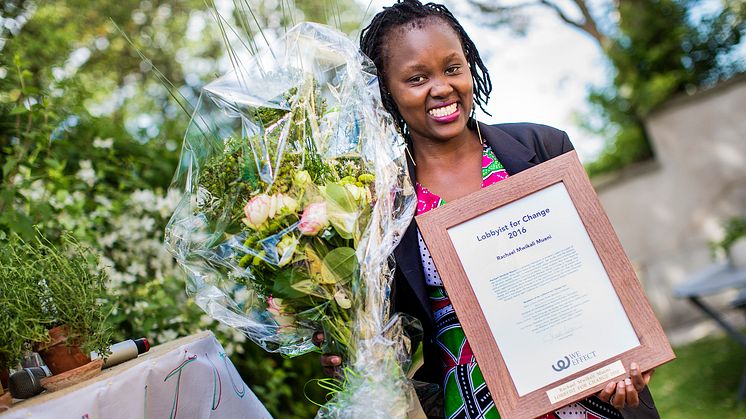 På bilden Rachael Mwikali Mueni från Kenya som fick priset De fattigas lobbyist 2016. Foto: Marcus Lundstedt