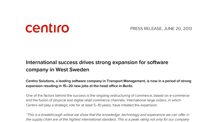 International success drives strong expansion for software company in West Sweden
