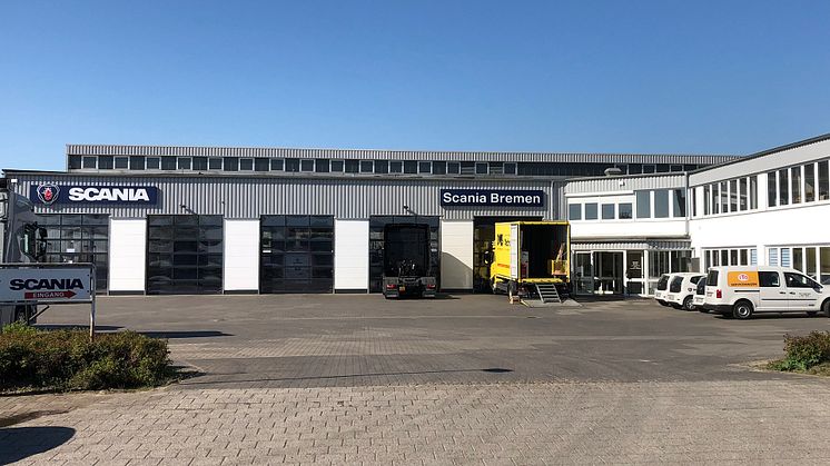 Scania Bremen wurde nachhaltig modernisiert. Der Servicestützpunkt bietet ein umfangreiches Dienstleistungsangebot für Lkw und Busse. 