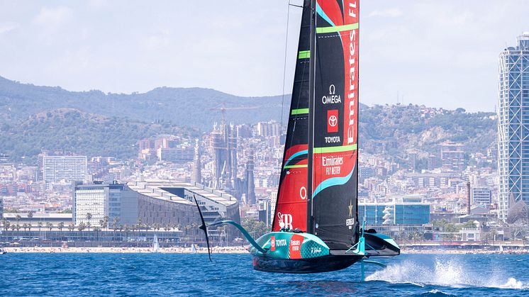 Emirates Team New Zealand training in Barcelona. Image credit: Eurosport