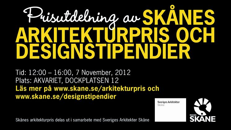 Pressinbjudan – prisutdelning Skånes Arkitekturpris och designstipendier 2012