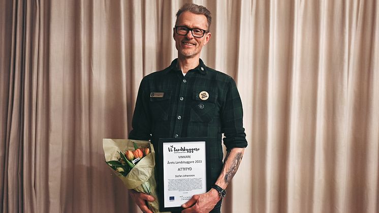 Stefan Johansson, krögare och hållbarhetsgeneral på Högbo Brukshotell. Vinnare av Årets Landsbyggare i kategorin Attityd 2023.