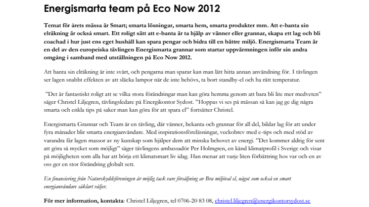 Energismarta team på Eco Now 2012