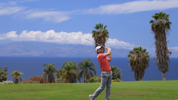 Den tyska golfspelaren Nicolai von Dellingshausen under Tenerife Open 2021 på Kanarieöarna. Foto: Canary Island Tourism.