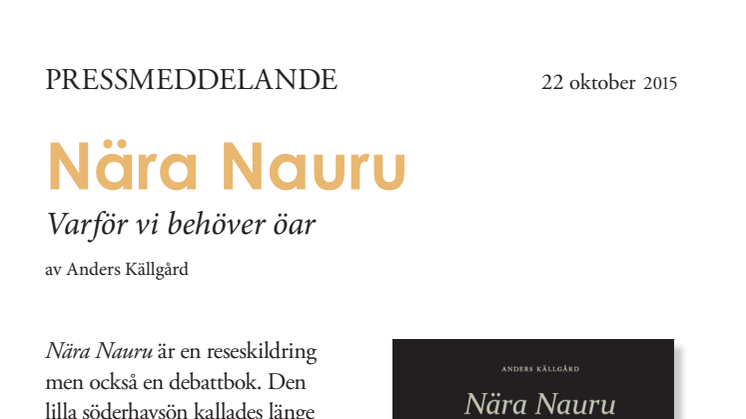 Ny bok: "Nära Nauru". Reseskildring och debattbok om världens minst besökta land. 