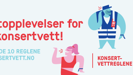 Konsertvettreglene er ti råd med mål om å gi best mulig konsertopplevelser for alle. Design: Odd Society