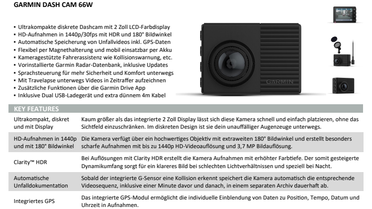 Datenblatt Dash Cam 66W