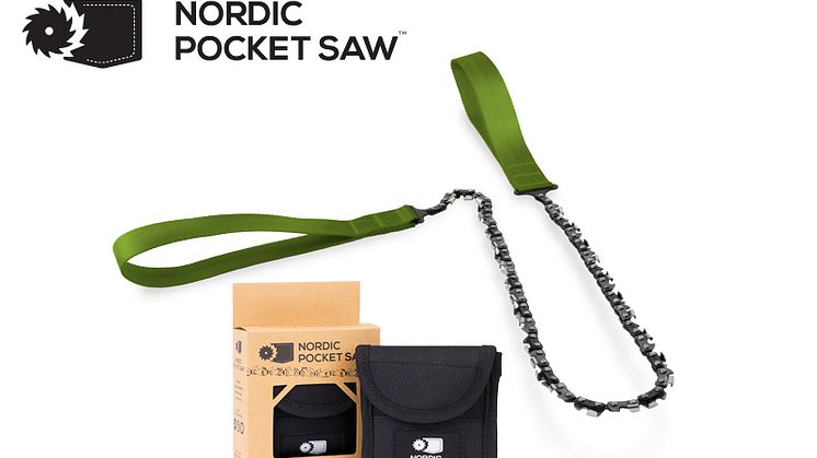 Bild ovan: Originalversionen av Nordic Pocket Saw med gröna handtag och väska.