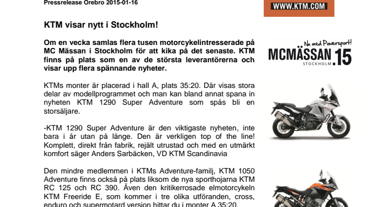 KTM visar nytt i Stockholm!