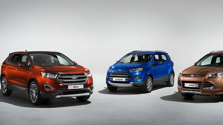 Ford's SUV-modeller; Nye Ford Edge som kommer i 2016, Ford EcoSport og Ford Kuga