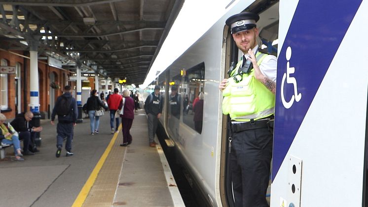 Govia Thameslink Railway Rail Enforcement Officer Ben O'Day found work through the Prince's Trust 'Get Into Railways' programme MORE HIGH RESOLUTION PICTURES CAN BE DOWNLOADED BELOW THIS PRESS RELEASE