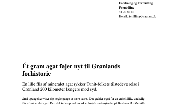 Ét gram agat føjer nyt til Grønlands forhistorie