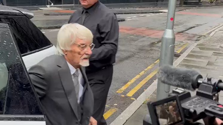 Bernie Ecclestone arriving at Southwark Crown Court this morning