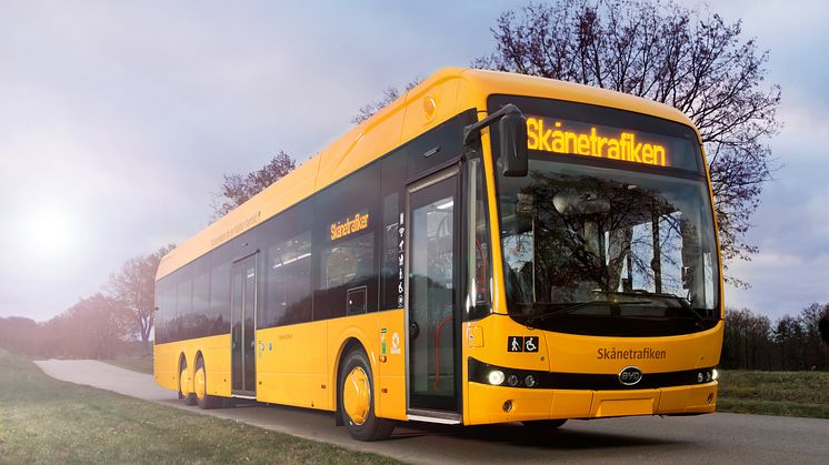 Sveriges första eldrivna regionbuss. Fotograf: Mikael Leijon