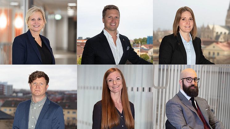 Katarina Arkehag, Erik Blom, Mimmi Hodzic, Patrik Jonsson, Anna Nordlund och Nima Poushin blir förvaltningsdirektörer för kommunens nya organisation.