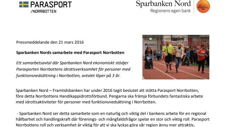 Sparbanken Nords samarbete med Parasport Norrbotten 