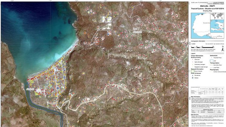 Beispiel einer erstellten Schadenskarte von Haiti (Abricots) © European Commission, Copernicus Emergency Management Service  credits: GAF