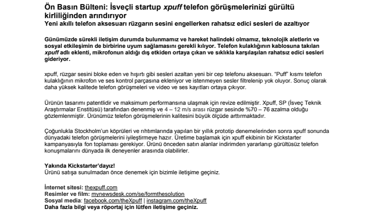 İsveçli startup xpuff telefon görüşmelerinizi gürültü kirliliğinden arındırıyor