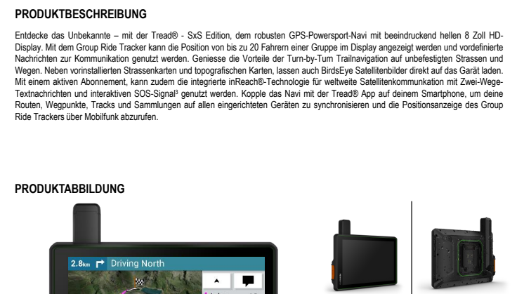 Datenblatt Garmin TREAD SXS EDITION