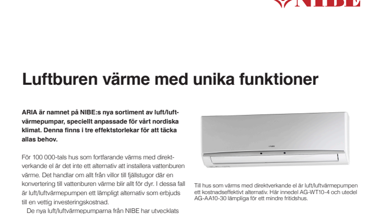 Luftburen värme med unika funktioner