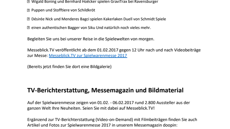 Messeblick.TV auf der Spielwarenmesse 2017
