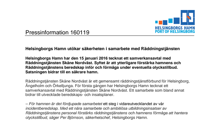 Helsingborgs Hamn utökar säkerheten i samarbete med Räddningstjänsten