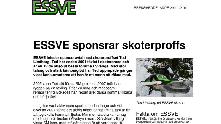 ESSVE sponsrar skoterproffs