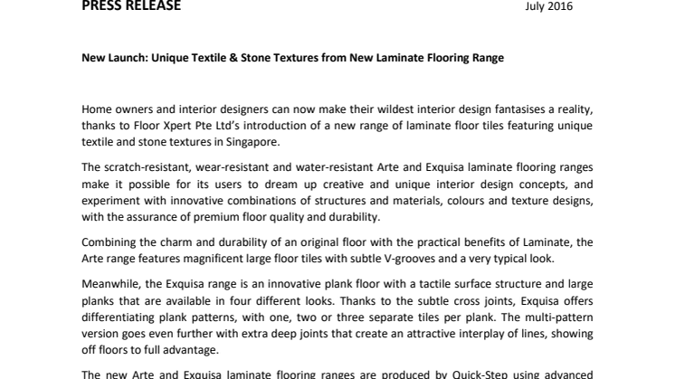 New Launch: Unique Textile & Stone Textures from New Laminate Flooring Range