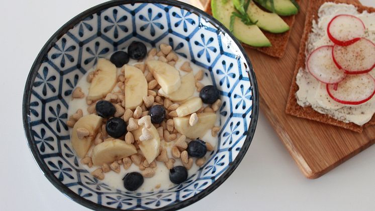 Mättande kvarg med banan, blåbär och Betavivo