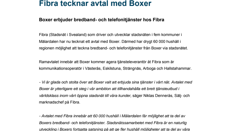 Fibra tecknar avtal med Boxer