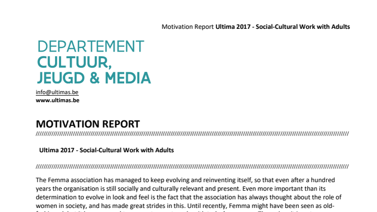 Motivation Report Ultimas 2017 - Social-Cultural Work with Adults