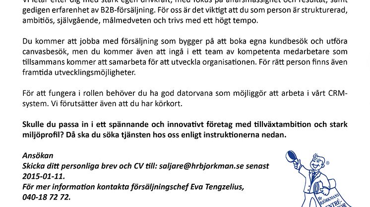 Växande företag söker affärsdrivna B2B-säljare 