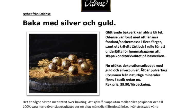 Pressrelease Odense silver- och guldpulver. 