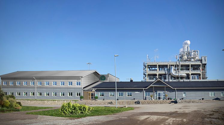 SunPine uppför ytterligare fabrik och Piteå Näringslivsfastigheter kommer att bygga på deras kontor (till vänster på detta arkitektperspektiv).