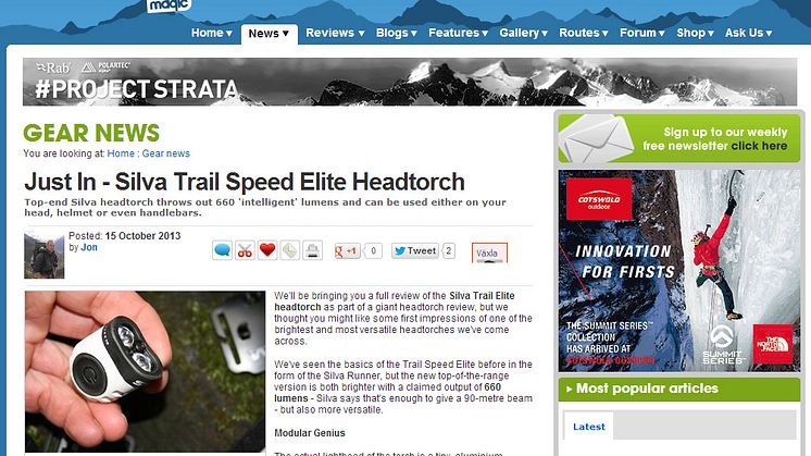 Silvas lampa Trail Speed Elite får fantastisk recension i UK-baserade Outdoors Magic