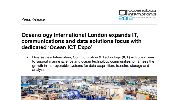 OI London: Oceanology International London expands IT, communications and data solutions focus with dedicated ‘Ocean ICT Expo’