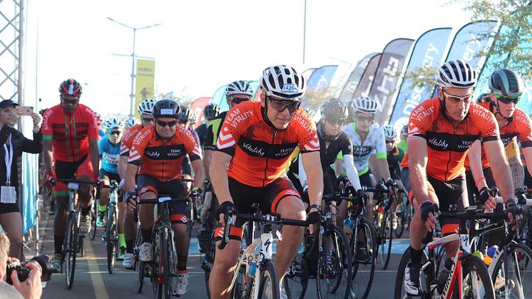 Participants at the start of the Discovery 947 Ride Joburg